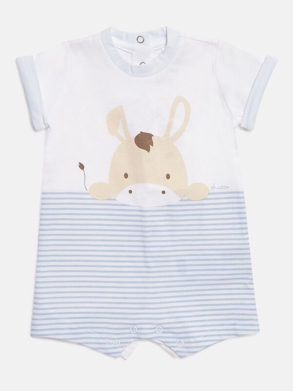 Printed Organic Cotton Romper -Blue image number 0